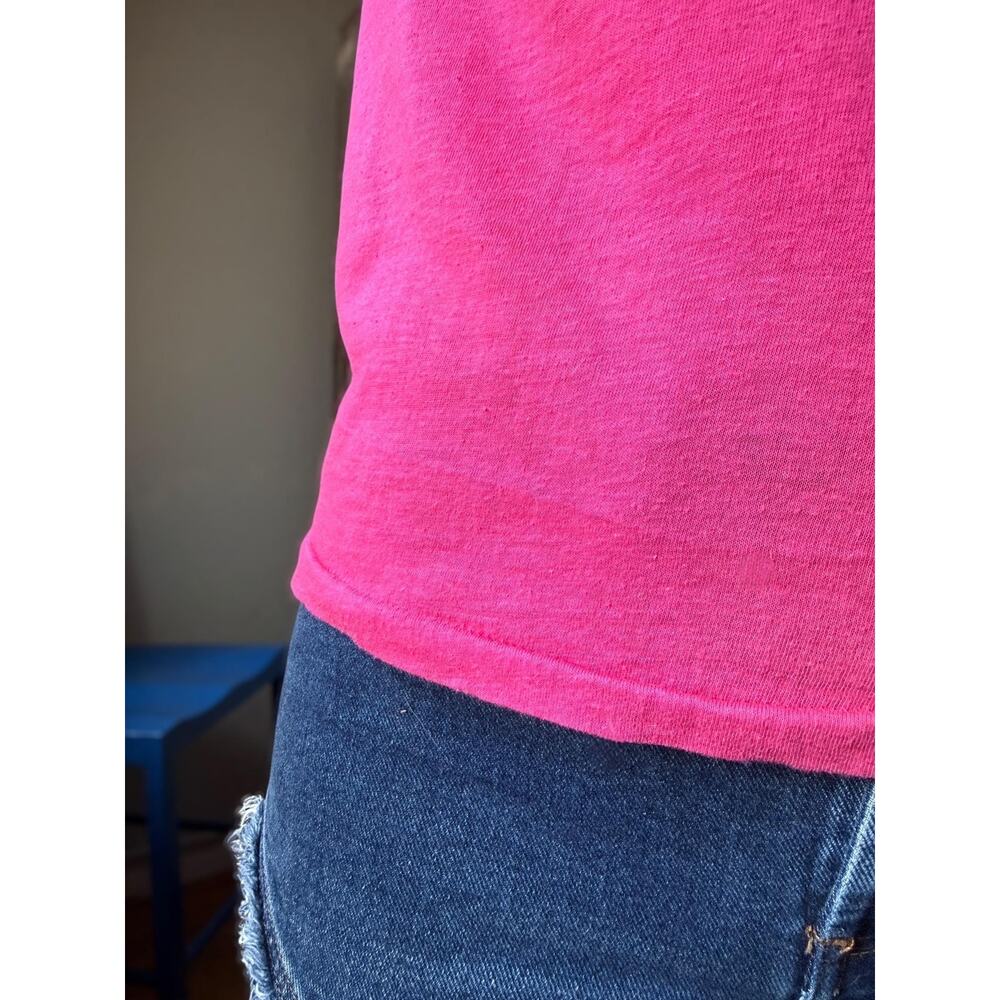 Vintage 80s Dolly Porkin’ Novelty T-Shirt | Hot Pink 50/50 Tee | Texas | Size M - Picture 9 of 12